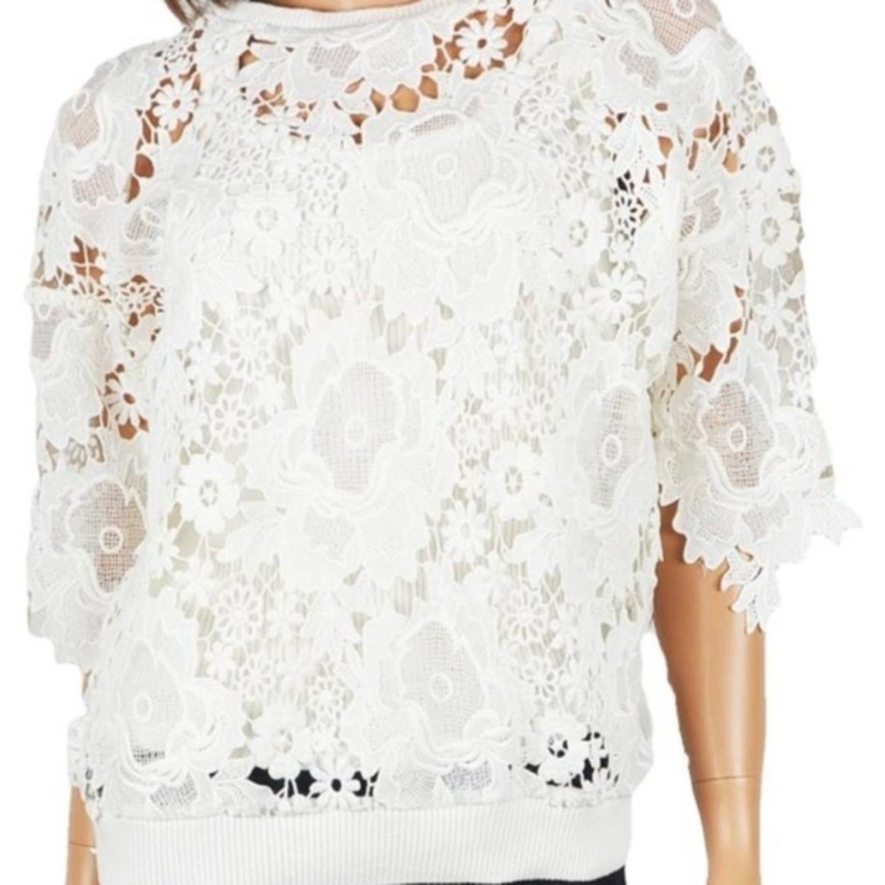 Anthropologie Dolan White Lace Blouse - Picture 2 of 11